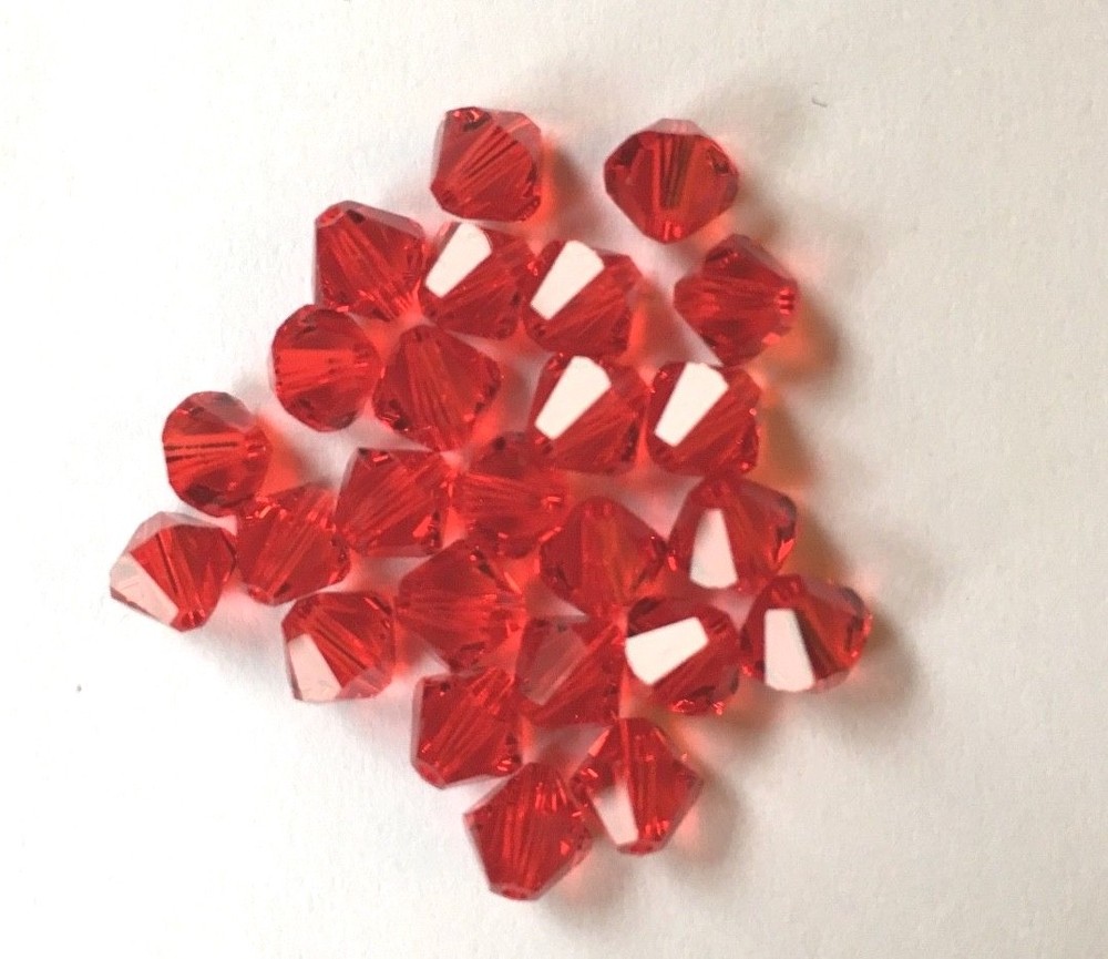 25 pc SWAROVSKI CRYSTAL LIGHT SIAM 6mm Loose BEADS 5328 Bicone, RED, Free Ship