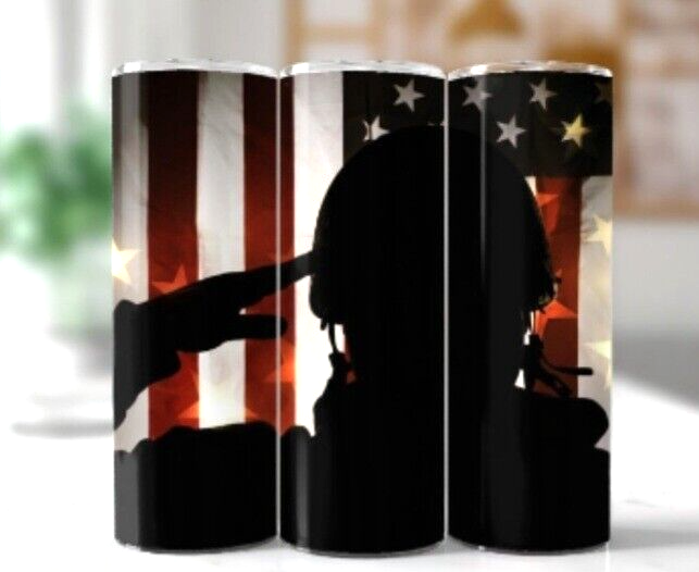 U S Army 3 Multicolor 20 oz Insulated Tumbler With Box Lid Clear Straw New