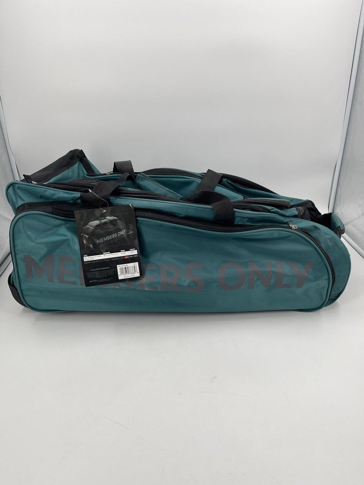 Members Only Duffle Bag Rolling With Handle Green With Silver Lettering-image