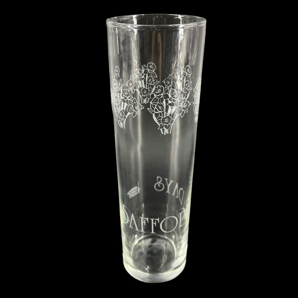 Vintage Clear Glass Cylinder Vase with Embossed Daffodil Days for American Cancer Society  