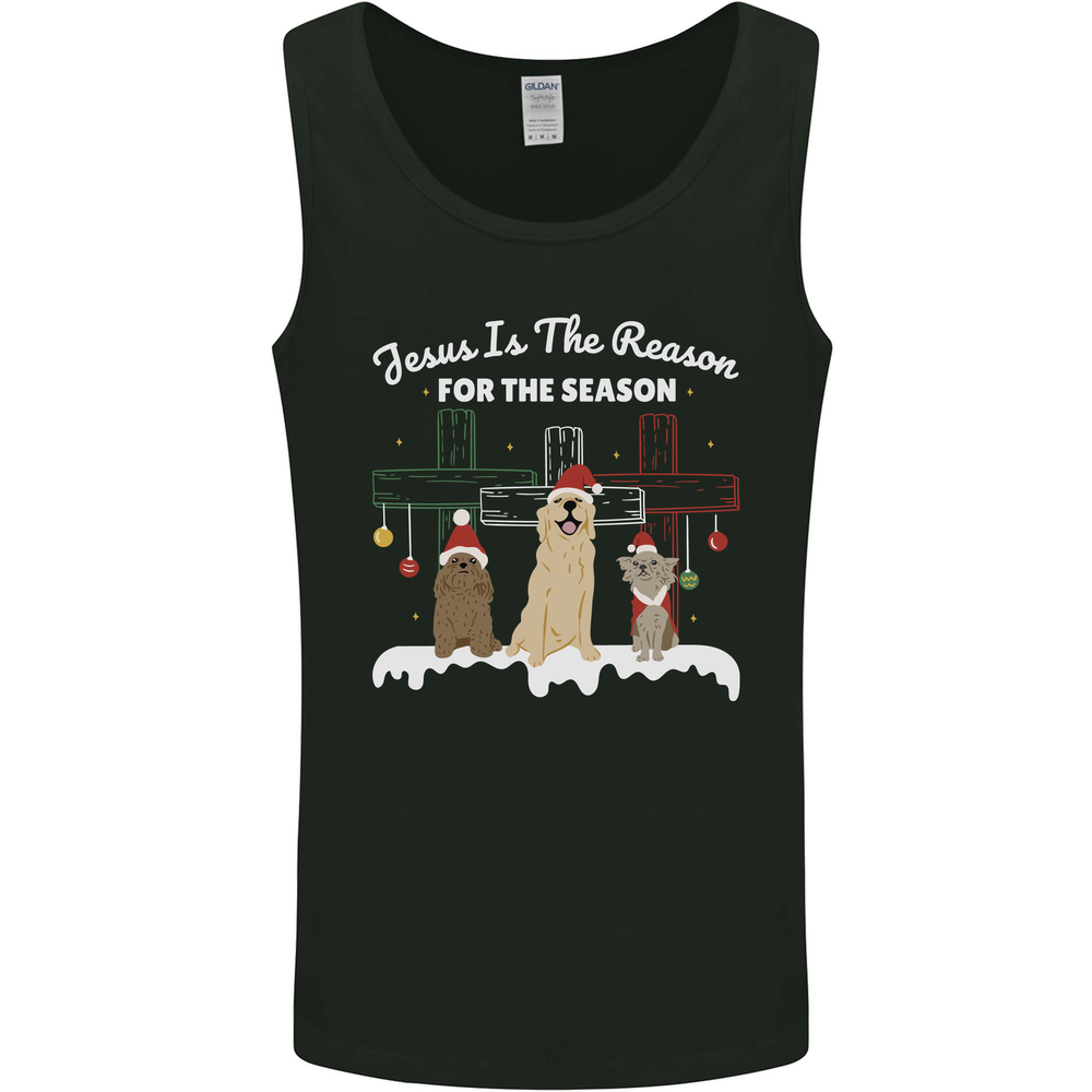Jesus is the Reason Christmas Dogs Xmas Christian Mens Vest Tank Top