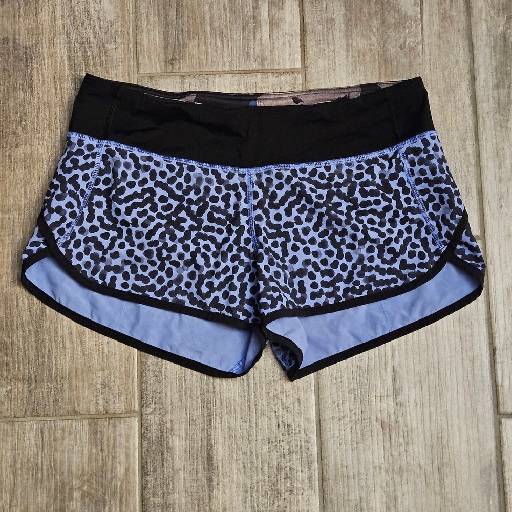 Lululemon Speed Short 2.5” Womens Size 6 Ace Spot Lullaby Black Lined Zip Pocket