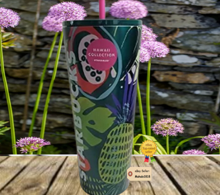 🌺 Starbucks Hawaii Tumbler 24oz Tropical Palm Leaf Stainless Steel
