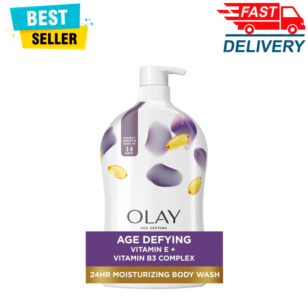 (Pack of 1) Olay Age Defying Body Wash with Vitamin E for Women 33 fl oz, White