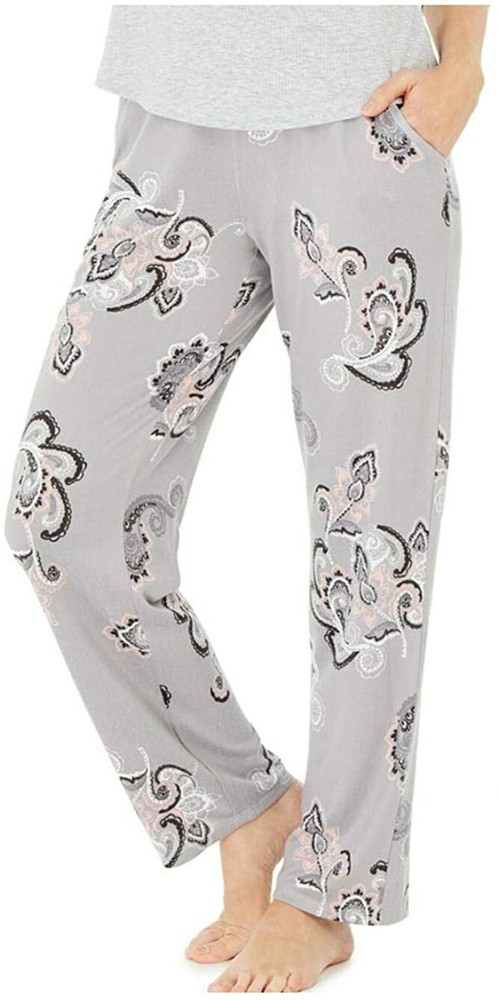 Charter Club Women's Super Cozy Printed Pajama Pants Gray Pretty Paisley XS