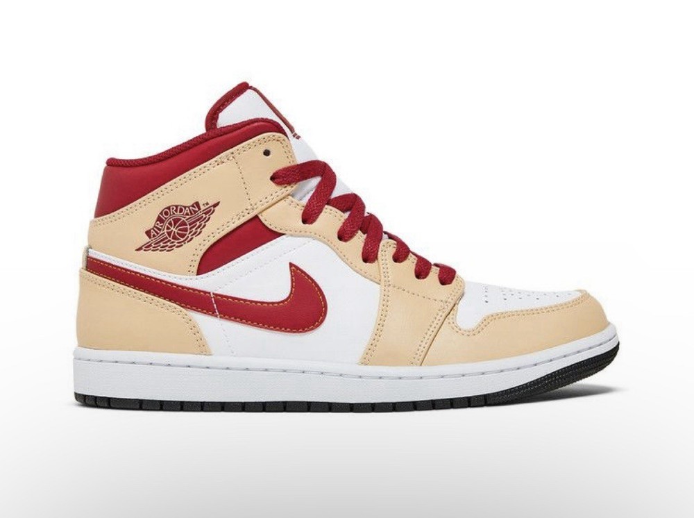 NEW Jordan 1 Mid Light Curry Onyx Cardinal 49ers Retro RARE 554725-201 Sz 5 - 6