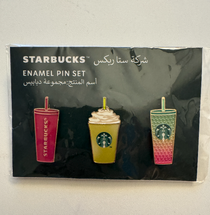 Starbucks Summer 3 Pin Badge Set Tumbler Dubai New