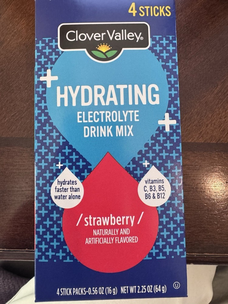 Clover Valley Strawberry Hydration Electrolyte Drink Mix 2 4pks - 8pks total