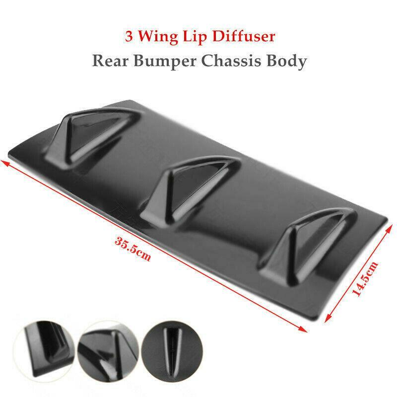 35.5CM ABS Car SUV Fin 3 Wing Lip Diffuser Rear Bumper Chassis Body Part Kit