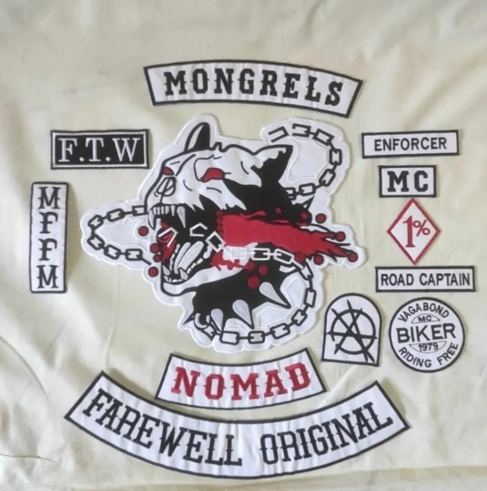 LARGE backing mongrels dogs FAREWELL ORIGINAL Embroidered biker Patches