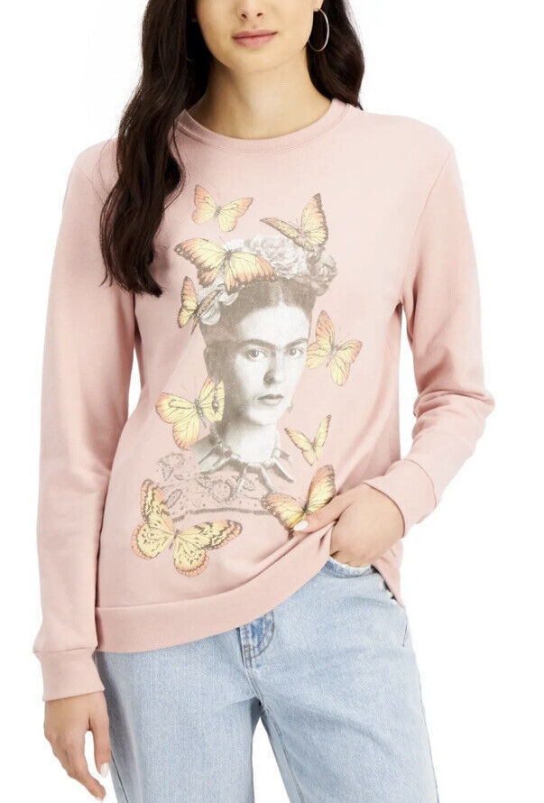 Love Tribe Juniors Pink Frida Print Sweatshirt Size M Style 4J02328JFKO03