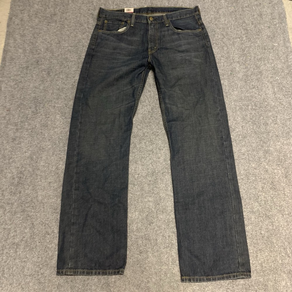 Levis Jeans Mens 33x32 Blue 569 Loose Denim Pants Faded Washout Faded Whiskering