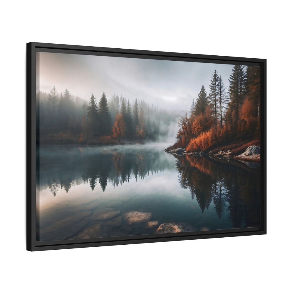 Moody River Landscape Wood Frame Canvas Art for Home or Office Decor  