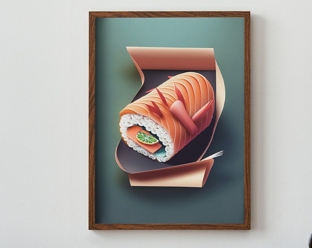 Sushi Roll Paper Art Artwork Print At Home Wall Art Wall Art Print Instant Art