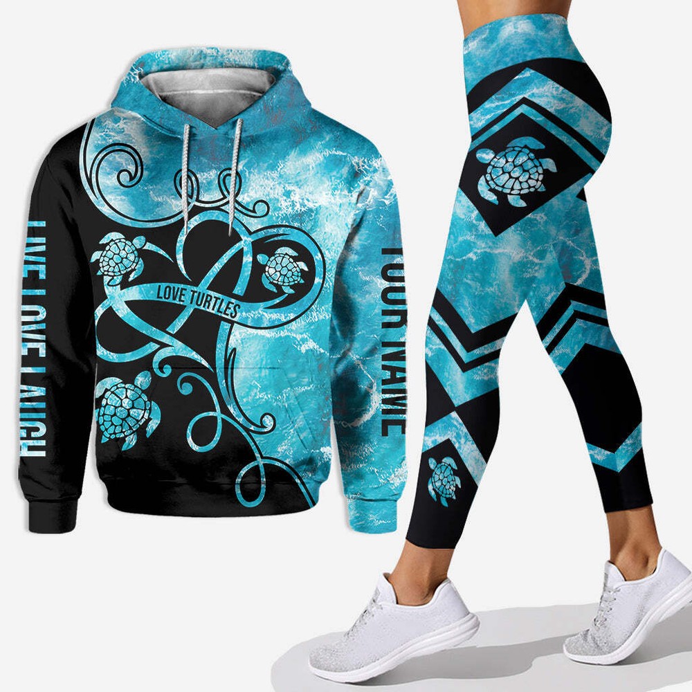 Personalized Turtle Hoodie And Leggings,Live Love Laugh Sea Turtle Legging