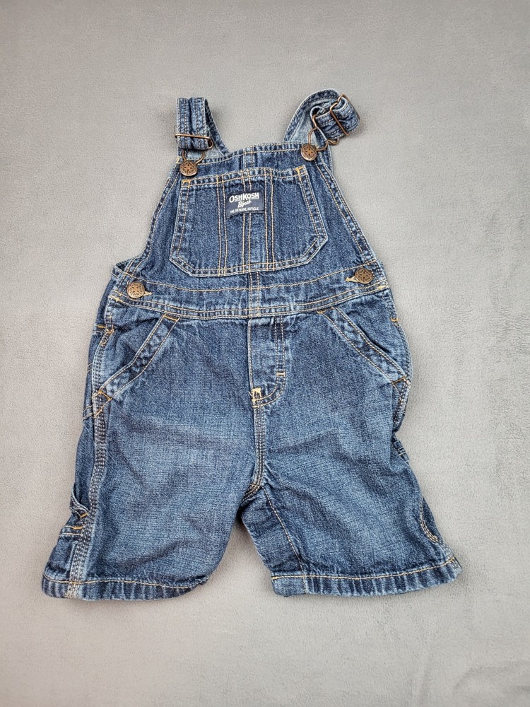 OshKosh B'gosh Baby Boy Denim Overalls 24M Classic Blue Bibs Farmer Lightweight