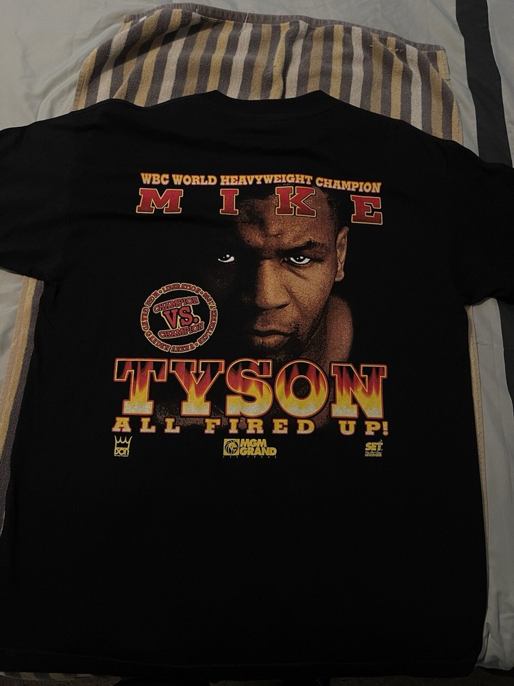 Vintage Mike Tyson Rap Tee MGM GRAND 1996 All Fired Up Seldon VS Tyson XL RARE