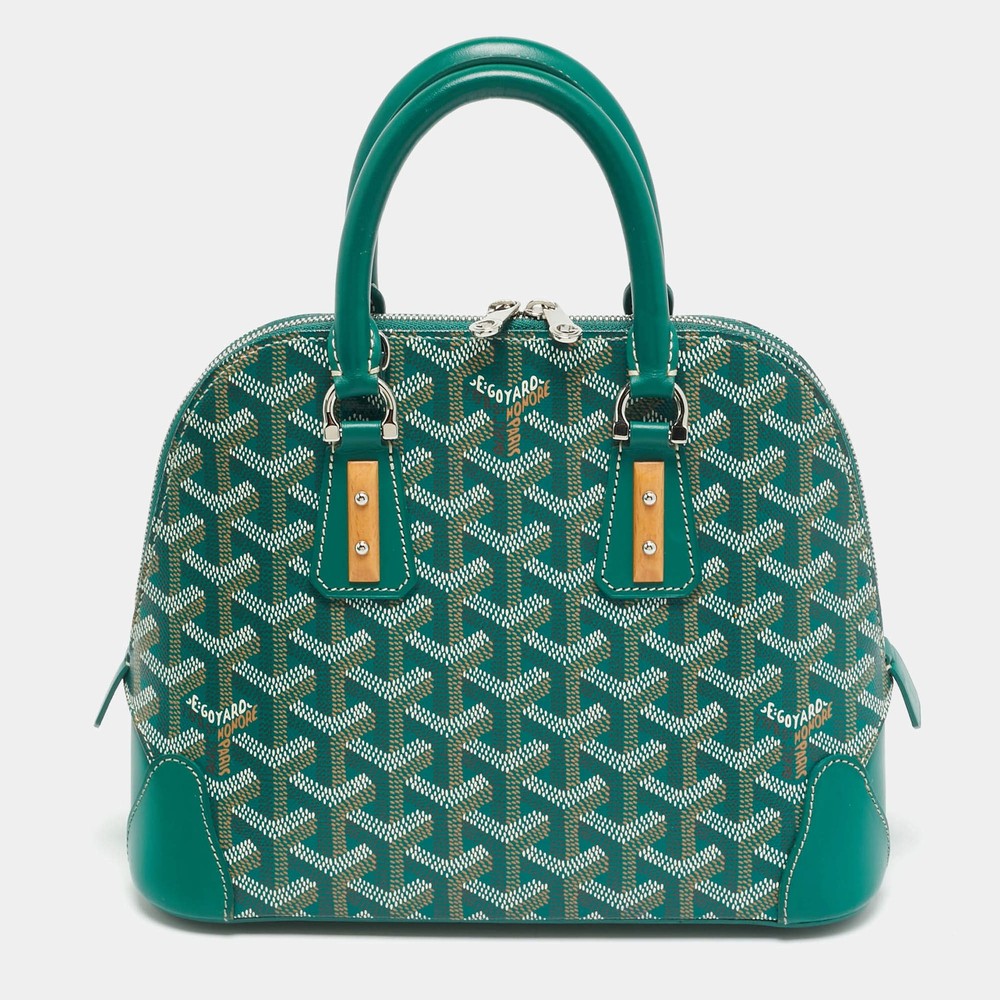 Goyard Vendome Mini Greeen Goyardine Coated Canvas and Leather Satchel