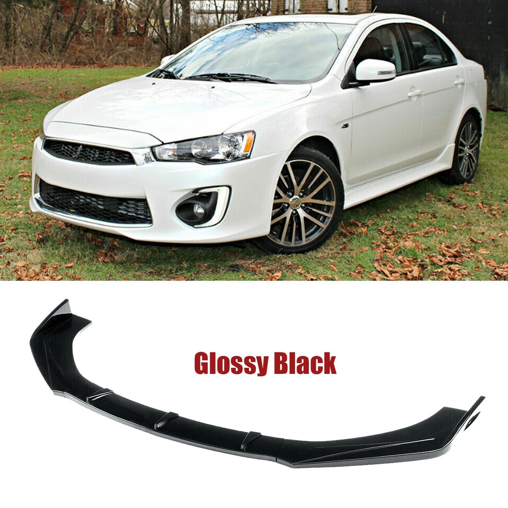 For Mitsubishi Lancer Front Bumper Lip Spoiler Splitter Painted Glossy Black