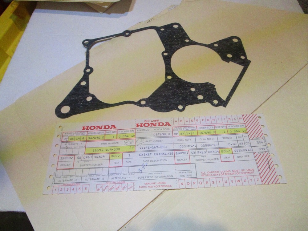 NOS Honda CR80R Elsinore 1980-1981 OEM Center Case Gasket PN:11191-169-000