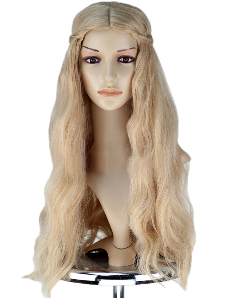Hippie Womens Long Blonde Fluffy Wavy Party Cosplay Wig