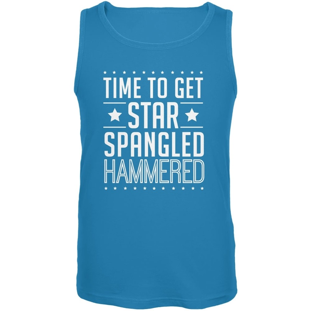 Time to get Star Spangled Hammered Turquoise Adult Tank Top