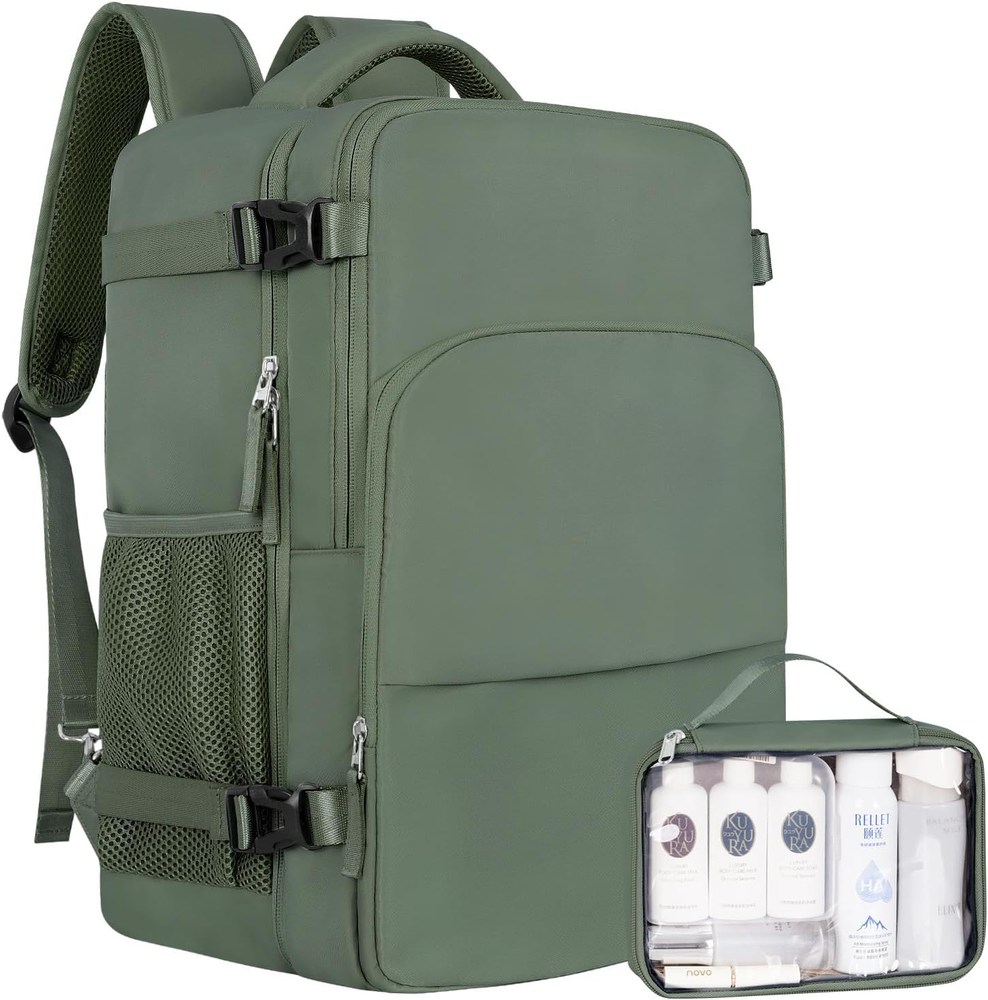 Waterproof 16in Travel Laptop Backpack with Multi-Pockets in Army Green for Men & Women  