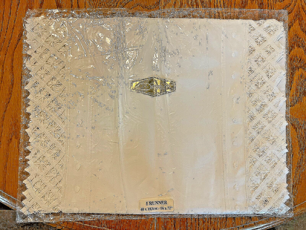 Vintage Trellis New In Pkg Tape Lace Table Runner Dresser Scarf White 16