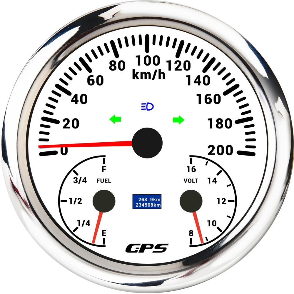 110mm GPS Speedometer 0-200km/h with Fuel & Voltage Gauges for Car Boat