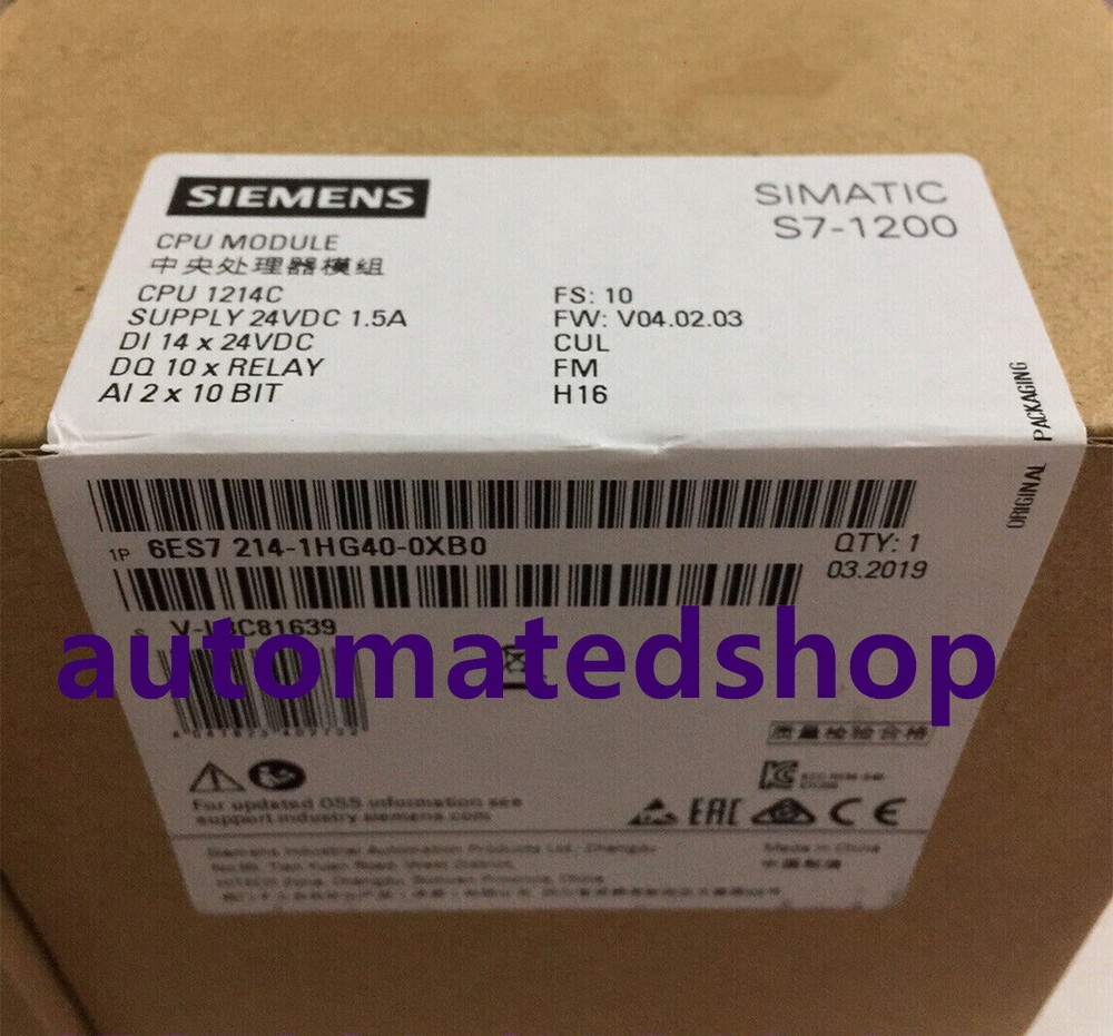 Siemens CPU 6es7214-1hg40-0xb0 brand new