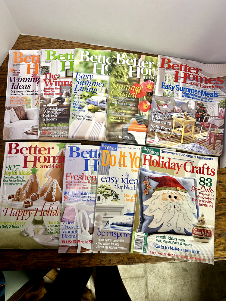 Vintage Better Homes & Gardens Magazine Lot - 9 Issues from 2006-2008
