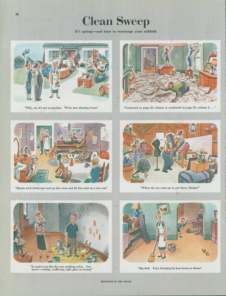 1949 Clean Sweep Spring Cartoon Drawings A/S Ned Hilton Vtg Print Story C14