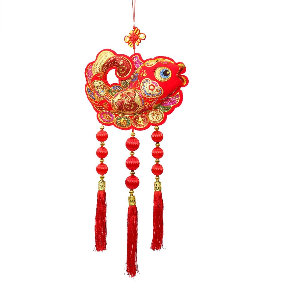 Handmade Chinese Knot Koi Fish Red Lantern Tassels for Good Luck