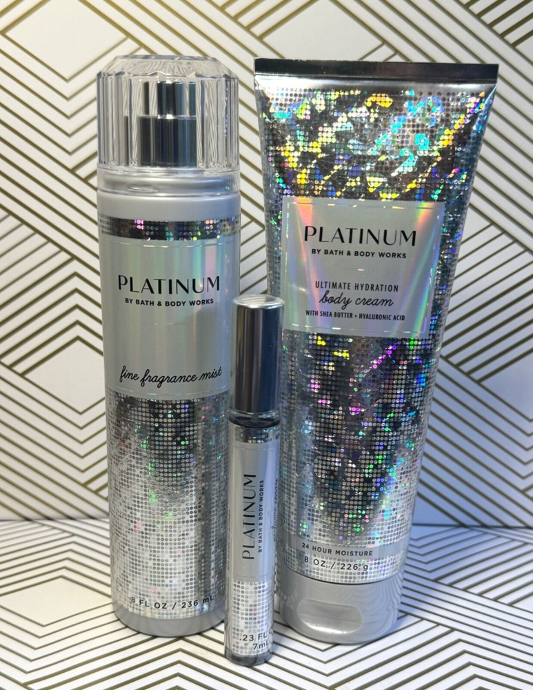 Bath & Body Works PLATINUM Spray Mist + Body Cream + Perfume Spray