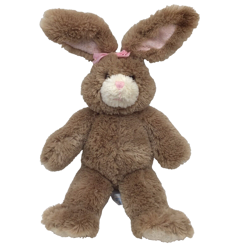 Brown Bunny Rabbit Cream Face Pink Bow Build A Bear BABW Plush 17