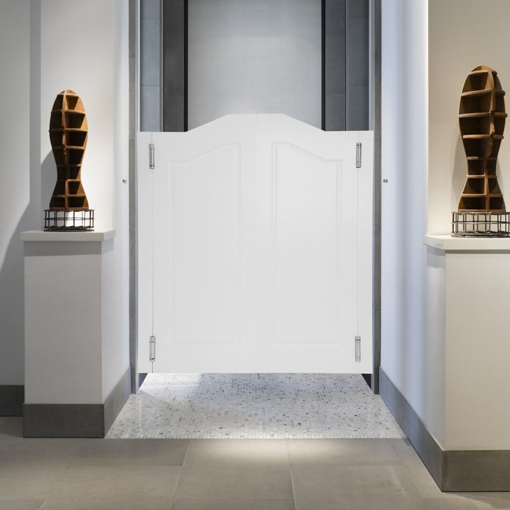 White Wood Wall-Mounted Double Swinging Cafe Doors with Hinges for Saloon or Bar