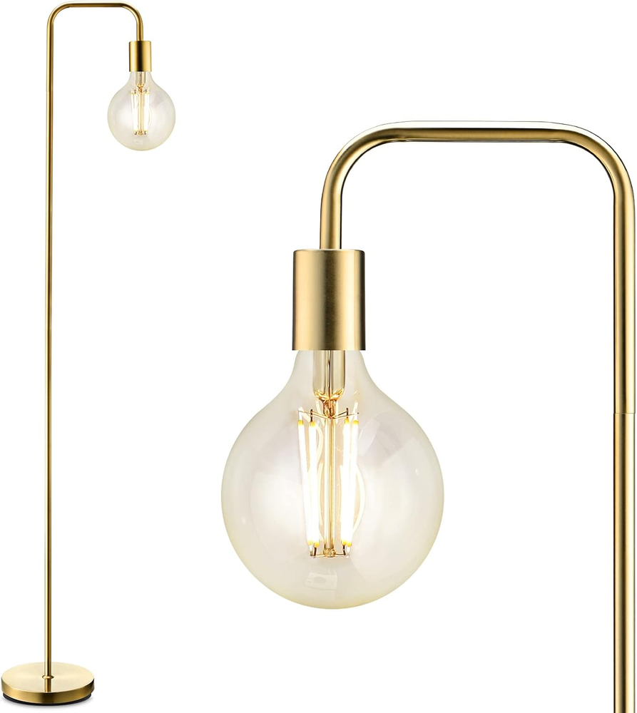 Floor Lamp, Industrial Gold Floor Lamp, 63Inch Standing Lamp, E26 Socket, On/Off