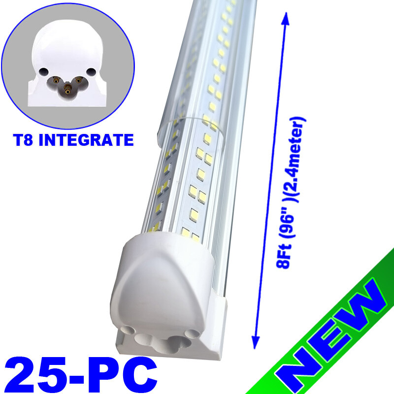 8Ft LED Tube Light Bulb 144W LED Shop Light Ceiling Fixture 6500K 18000lm 25 pc