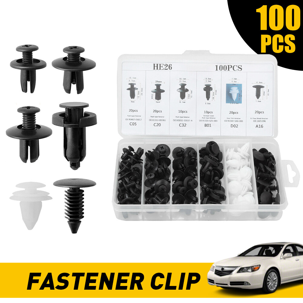100PCS Clip Trim Car Push Pin Rivet Bumper Door Panel Retainer Fastener Kit M