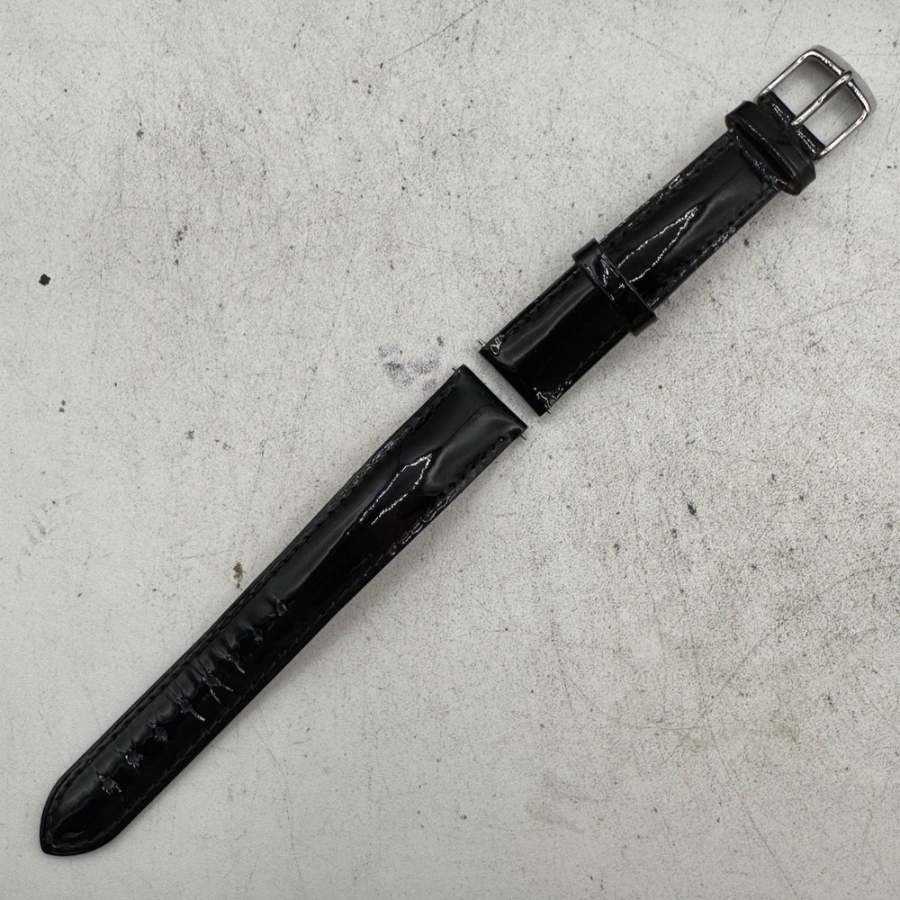 Vintage 16mm Michele Ladies Leather Quick Release Wristwatch Band Black France
