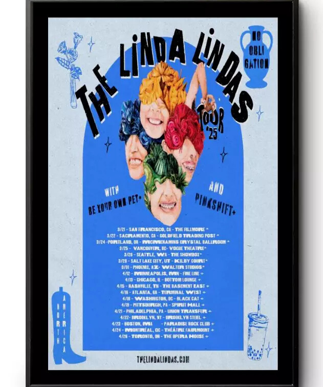The Linda Lindas North American Tour 2025 Poster - Concert Art for Fans