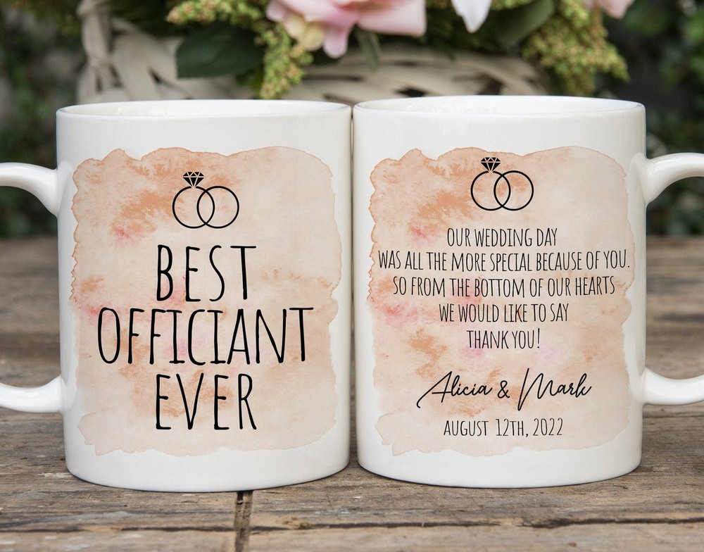Personalized Best Officiant Ever Watercolor Coffee Mug, Funny Wedding Officiant