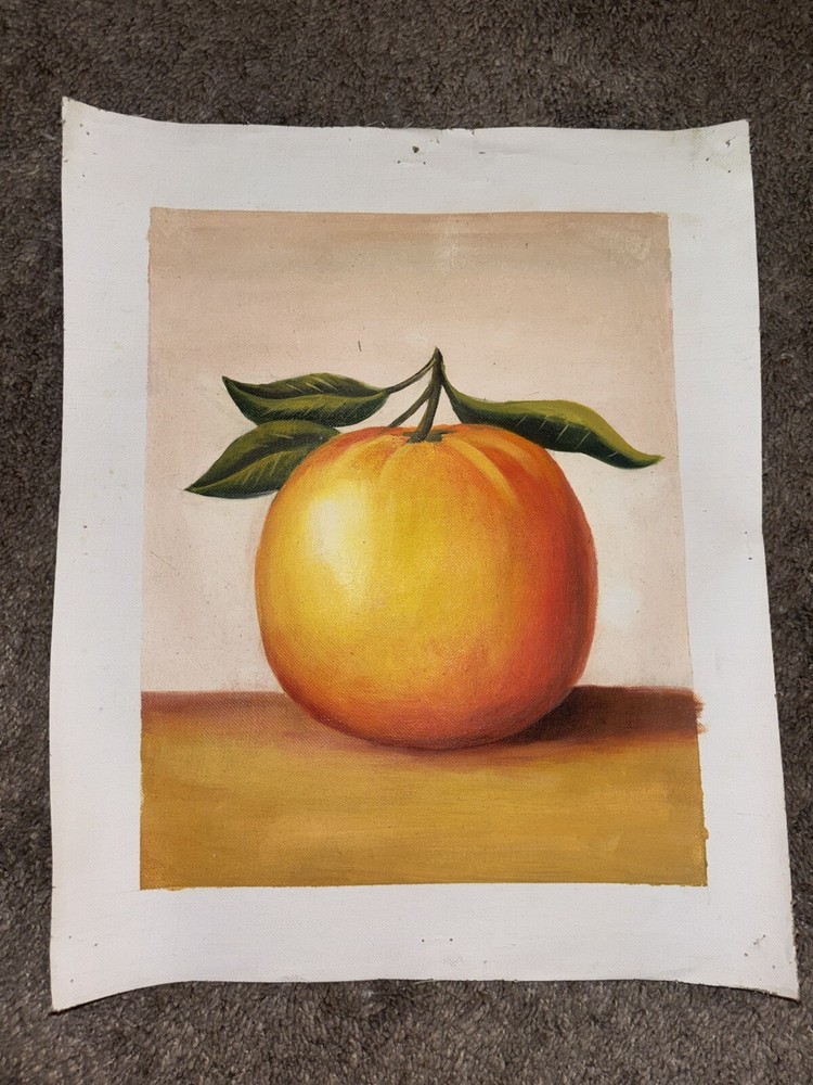 Realism Orange Painting Real Oil On Canvas 9”x11”
