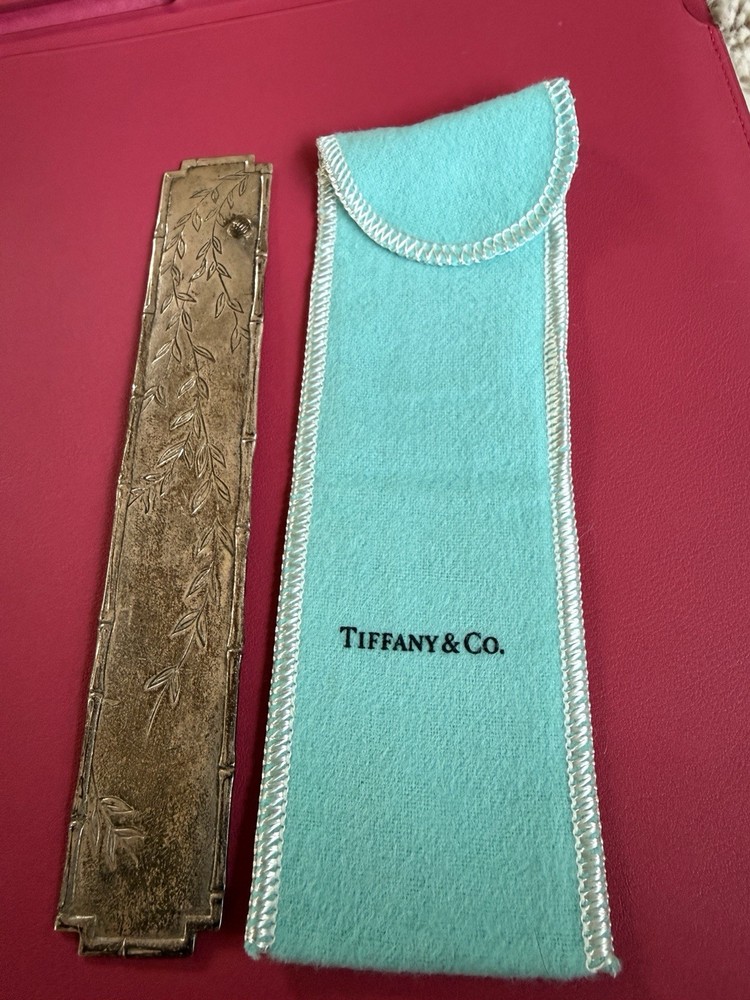 Sterling Silver Tiffany & Co. 1999 Bamboo and Beetle Bookmark w/ Pouch