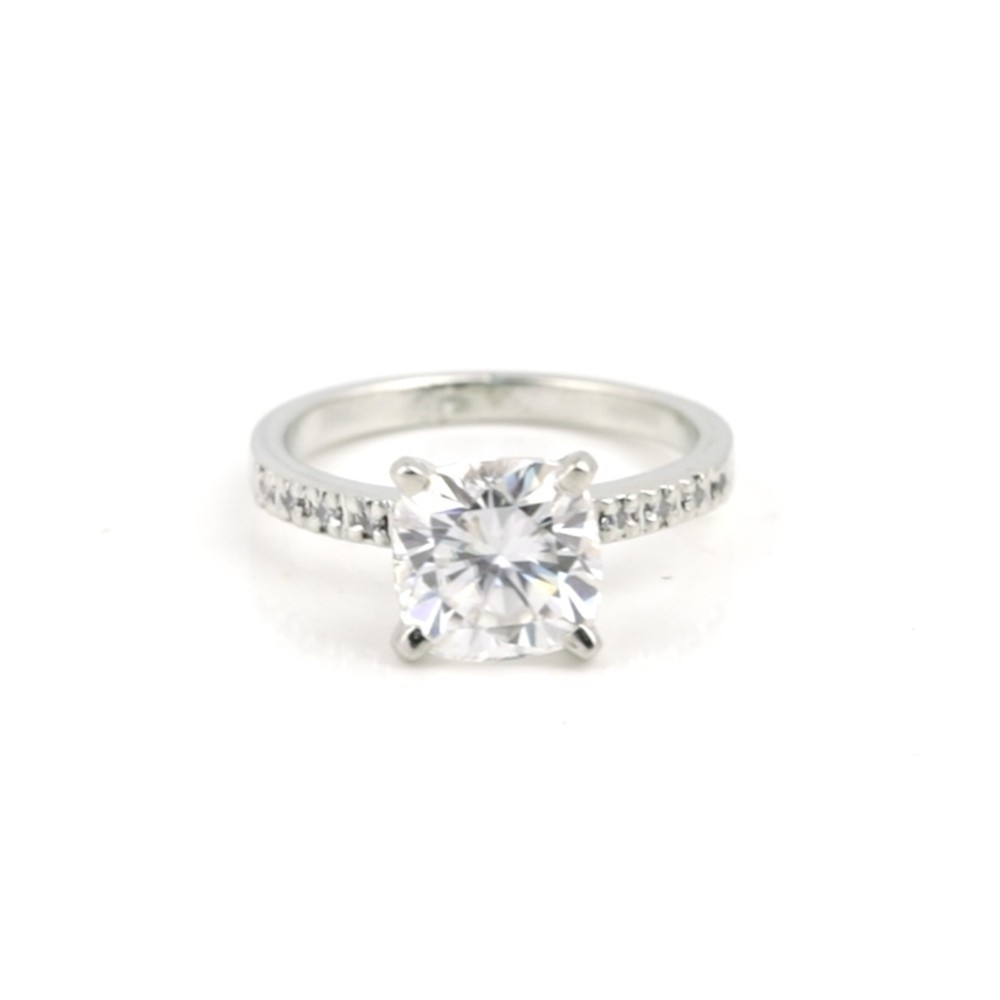 3.20 Ct. Certified E/VS1 Cushion Lab Grown Diamond Ring in 925 Silver For Women