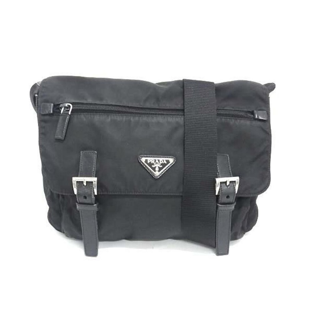 RARE PRADA black tessuto shoulder bag with triangle logo excellent condition NYC