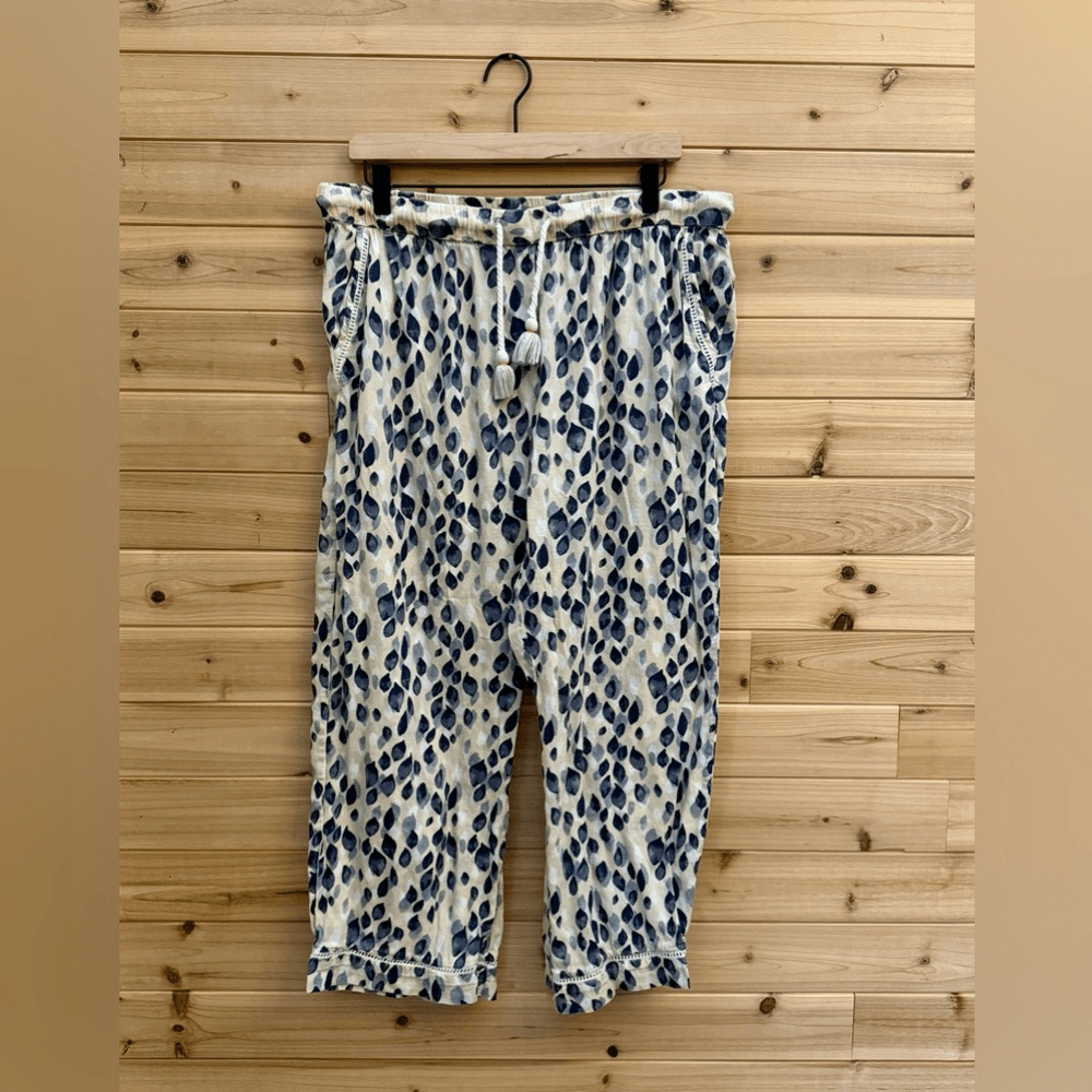 Pact Size Large Organic Cotton Drawstring Patterned Cropped Pajama Pants