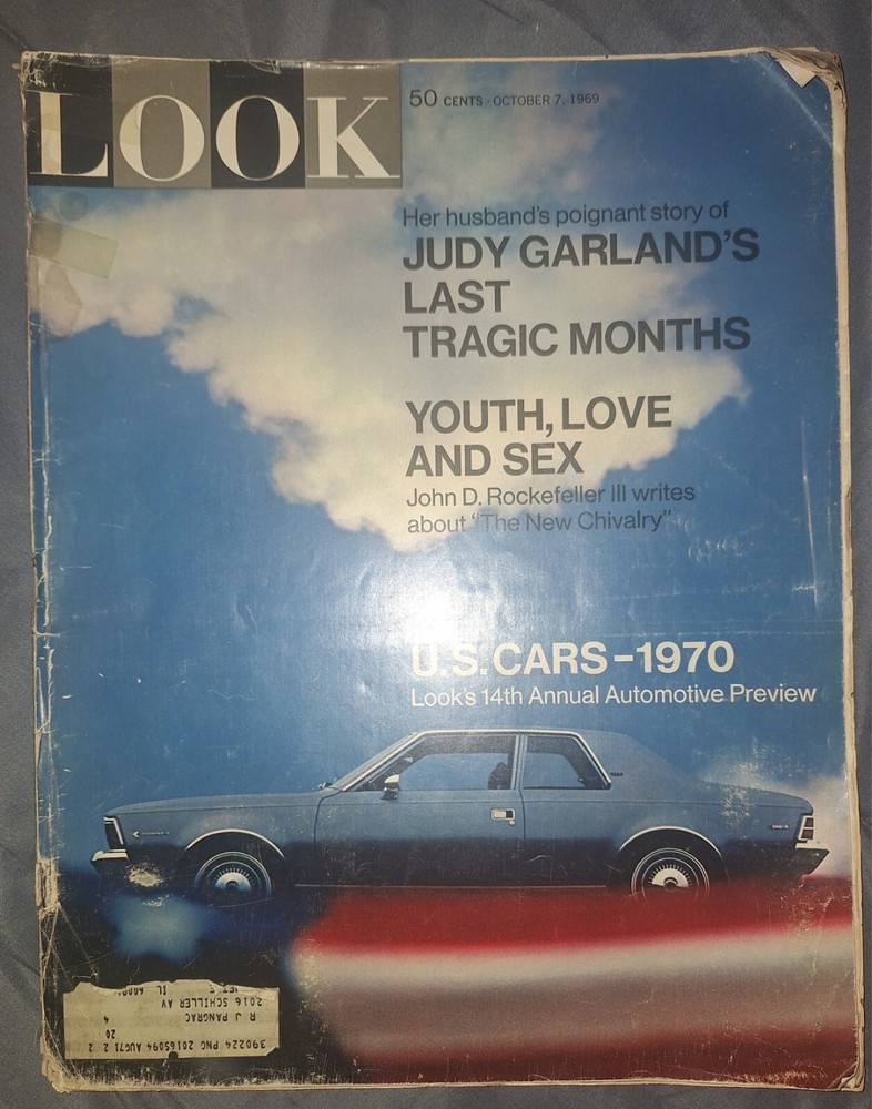 LOOK Magazine OCTOBER 1969 JUDY GARLAND New CAR Issue