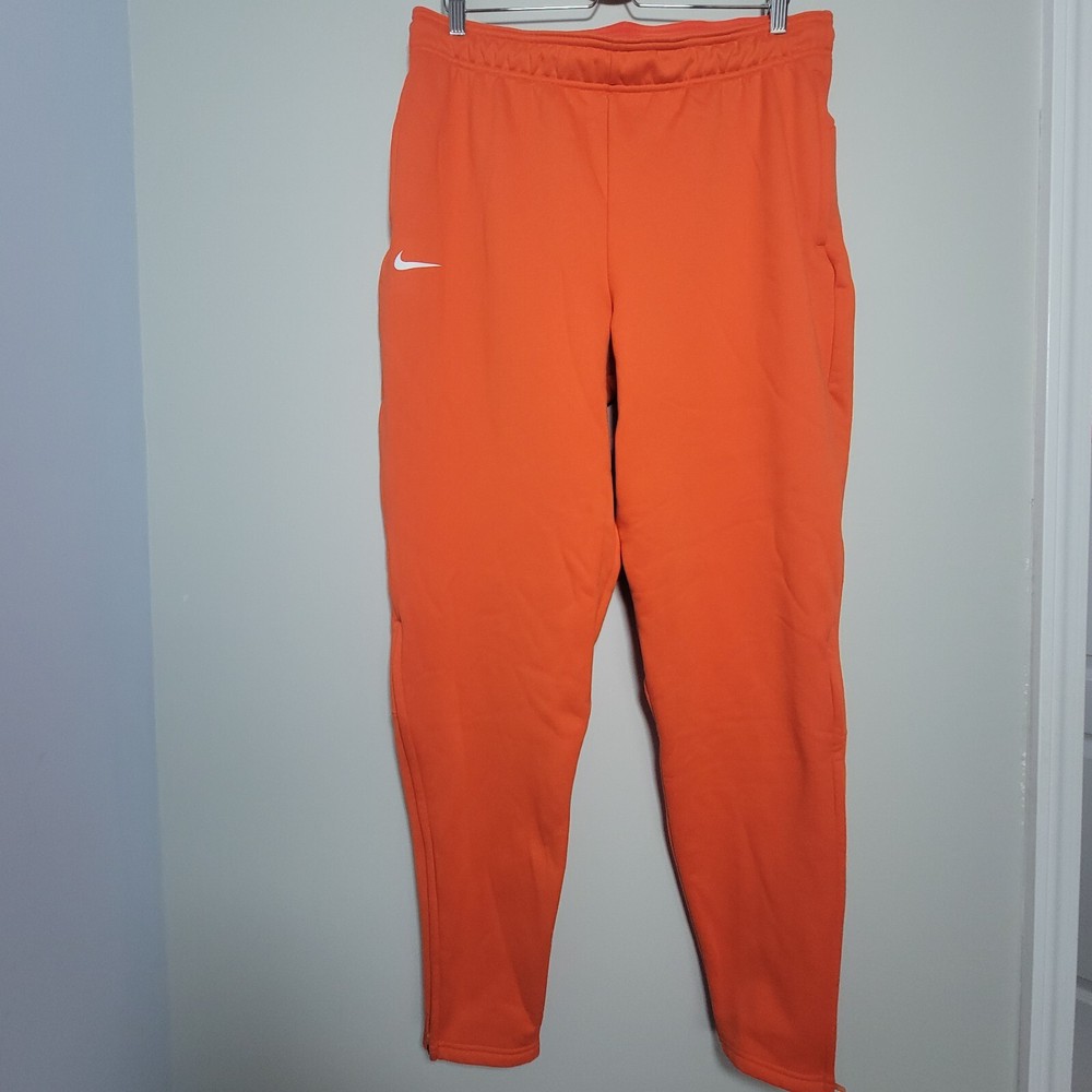 NWt Nike Dri Fit Mens M Thermal Zip Ankle Tapered Sweatpants Orange
