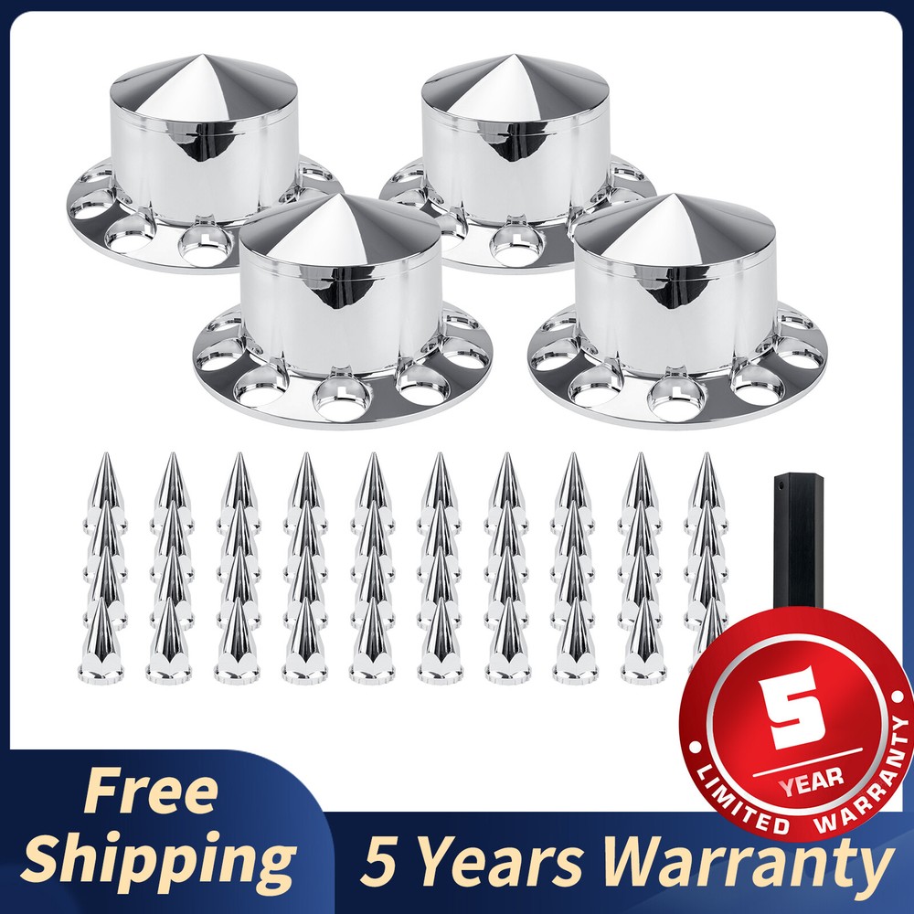 Chrome Rear Axle Wheel Covers with 33mm Lug Nuts - Set of 4